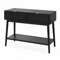 Consola de Madera y Rat¨¢n Negra con D