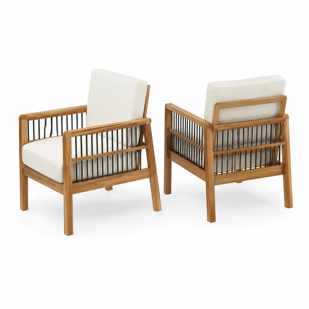 Juego de 2 sillones de madera con coj