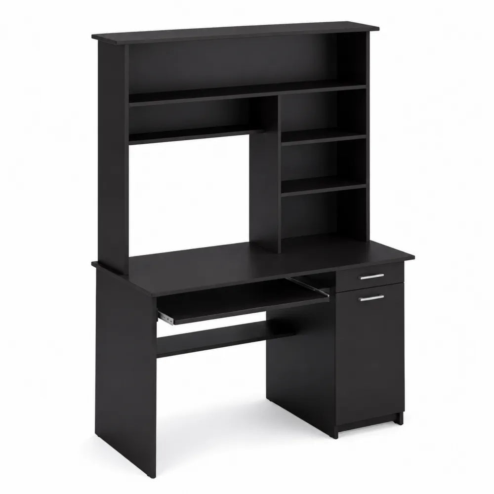 Escritorio de MDF con Estanter¨ªa Integrada Negro 120