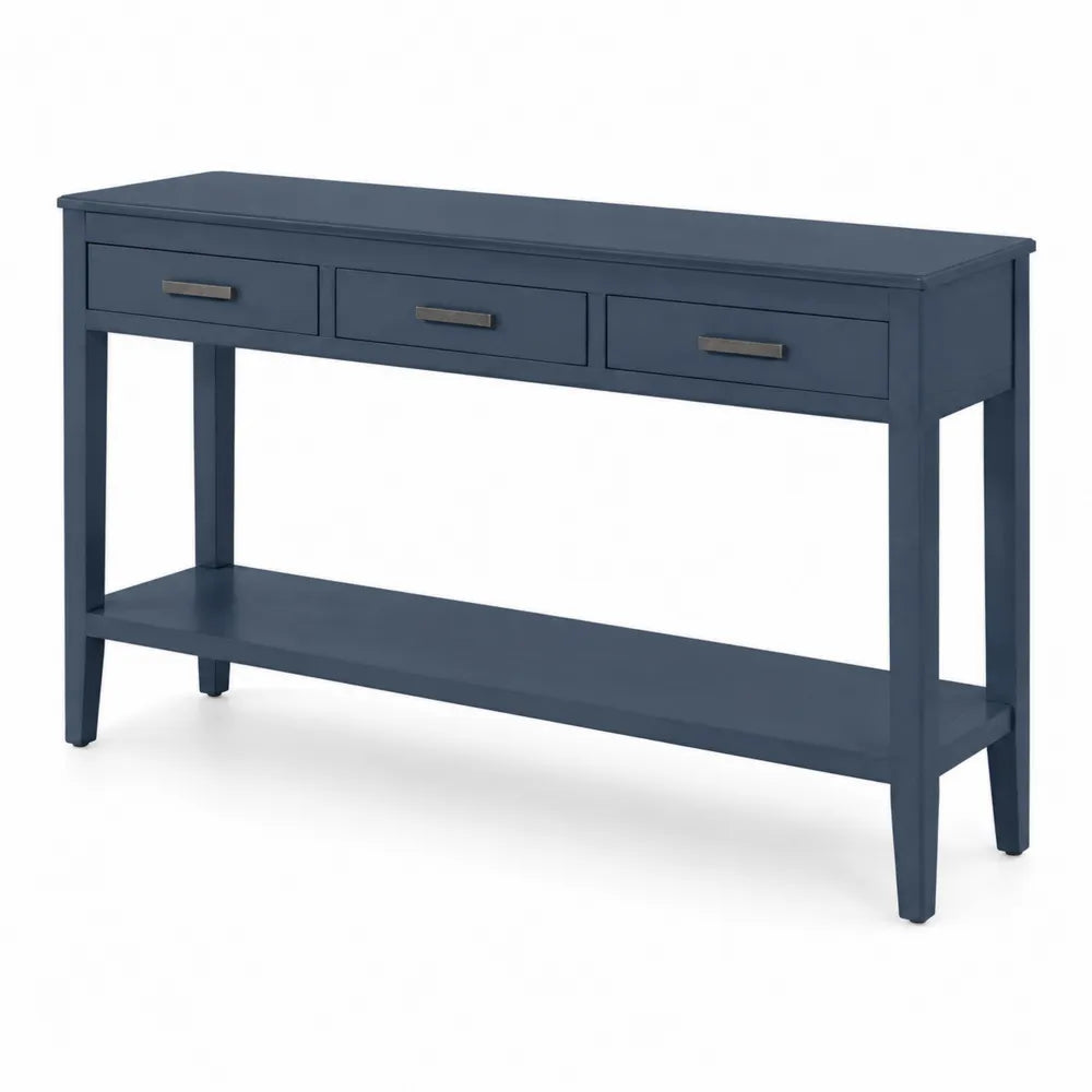 Consola de madera con tres cajones azul 13