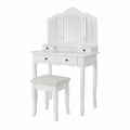 Conjunto de Tocador de Madera Blanco con Espejo Triple