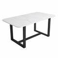 Mesa de comedor de melamina efecto m¨¢rmol con patas de metal 18