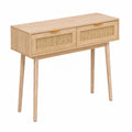 Mesa consola de madera con cajones de rat¨¢n 10