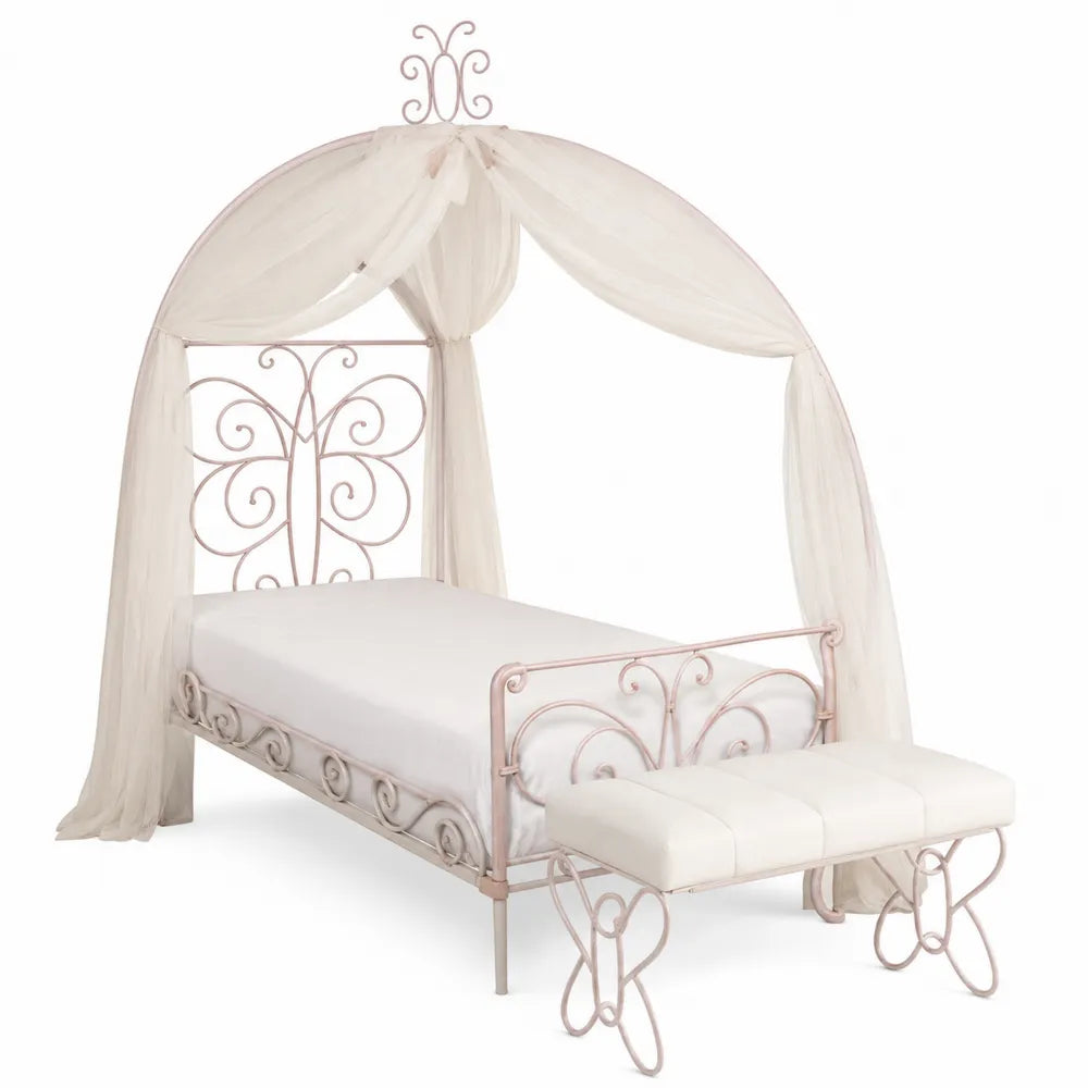 Cama de Metal con Dosel y Banc