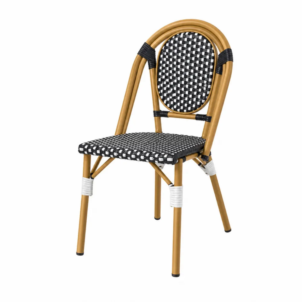 Silla de rat¨¢n sint¨¦tico y aluminio color Negro, Blanc